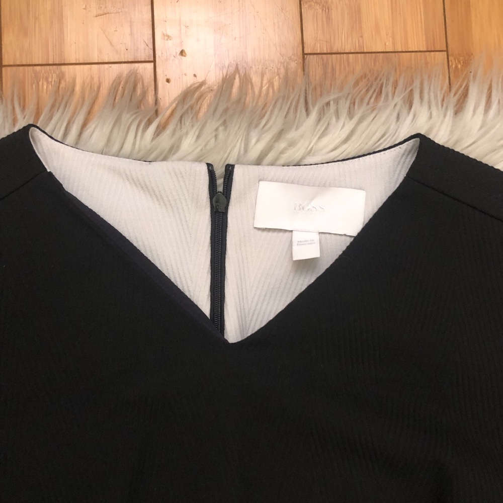 Boss Hugo Boss Textured Colorblock Classic Black White Sheath Dress size L - Picture 5 of 16